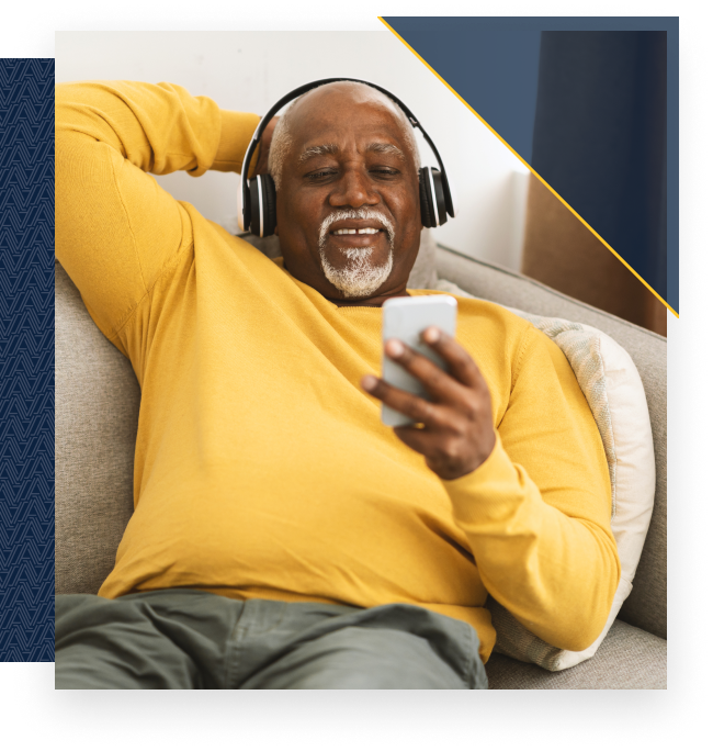 Man listening to the radio